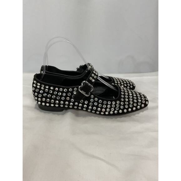 Sam Edelman 'Michela' Black Crystal Embellished Gem Mary Jane Flats Size 7 - Picture 4 of 5